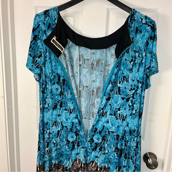 Julian Taylor Floral Blue and Black Women's Dress size 18 - Picture 9 of 13